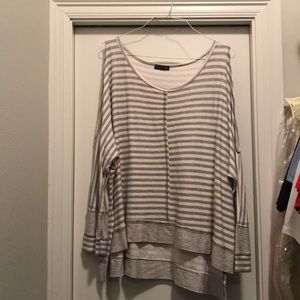 Cold shoulder stripped top